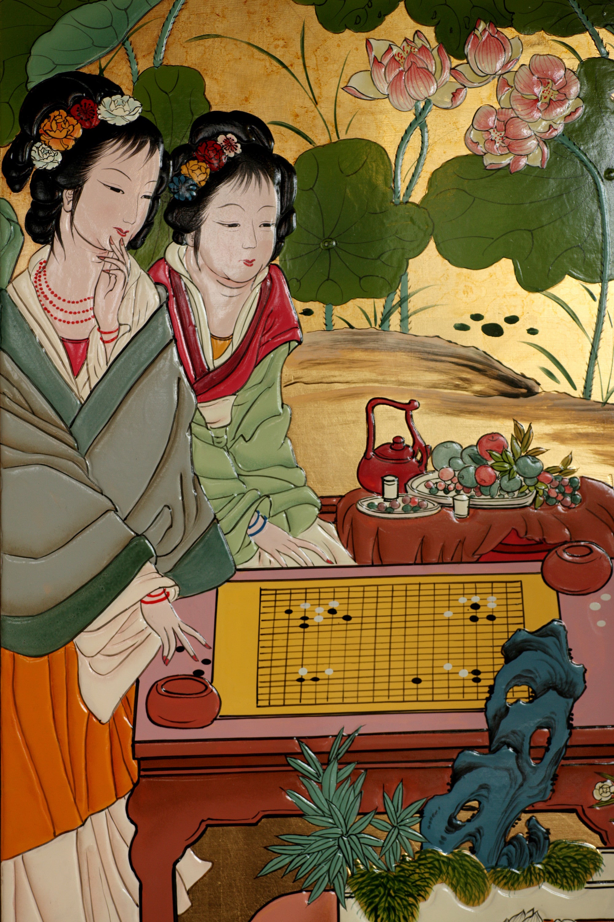Two Ladies Playing Go